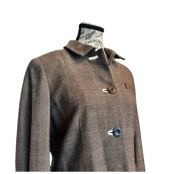 Zenobia Check Wool Blazer. Gray, Black. Size 8 - Picture 7 of 12